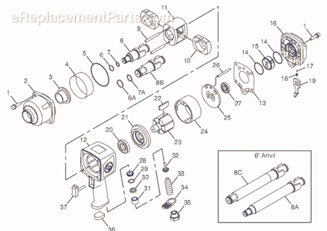 Page A Diagram and Parts List for CP7773-6 8941077736 Chicago Pneumatic Wrench
